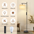 Lampadaire arqué Netin 66 avec télécommande et abat-jour rotatif