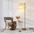 Lampadaire arqué Netin 66 avec télécommande et abat-jour rotatif