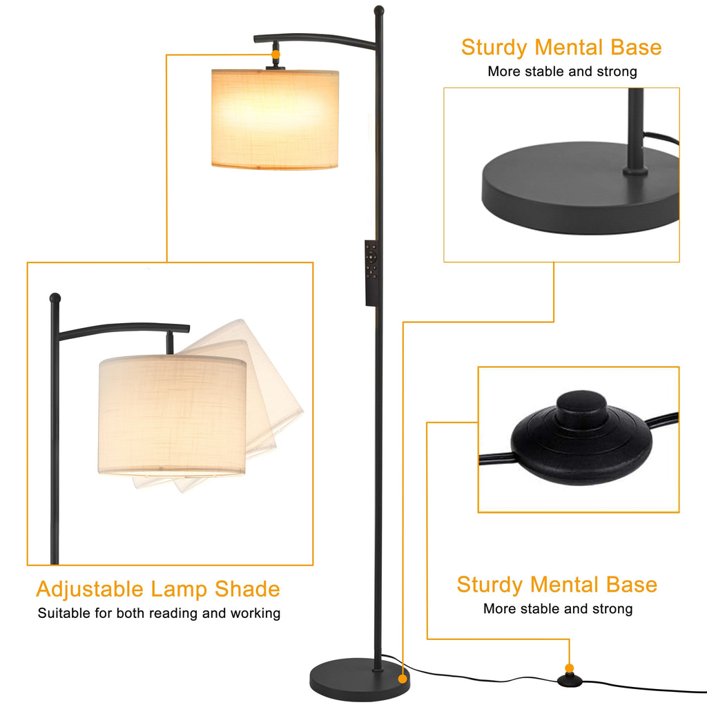 Lampadaire arqué Netin 66 avec télécommande et abat-jour rotatif