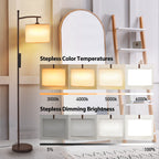 Lampadaire arqué Netin 66 avec télécommande et abat-jour rotatif