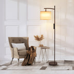 Lampadaire arqué Netin 66 avec télécommande et abat-jour rotatif