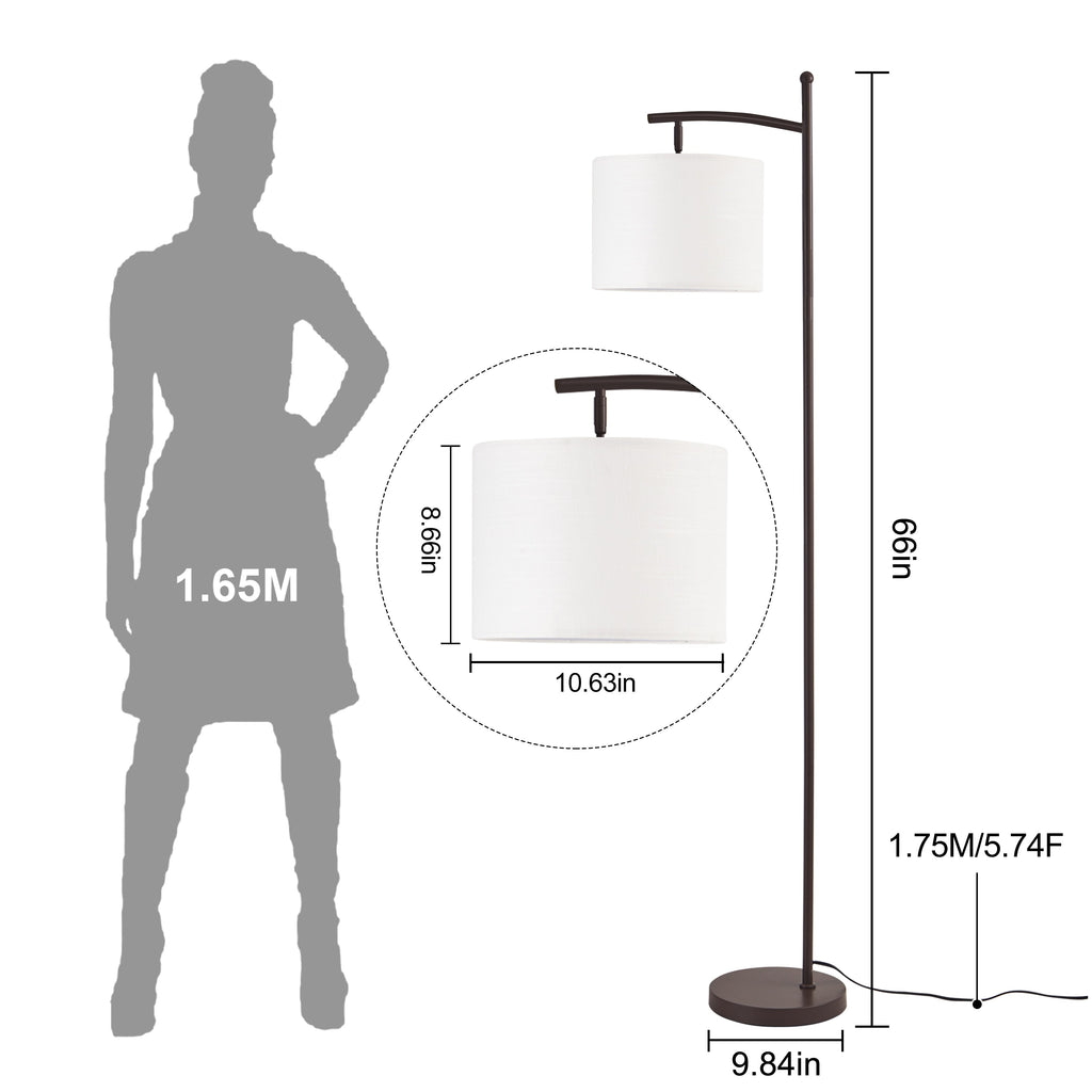 Lampadaire arqué Netin 66 avec télécommande et abat-jour rotatif