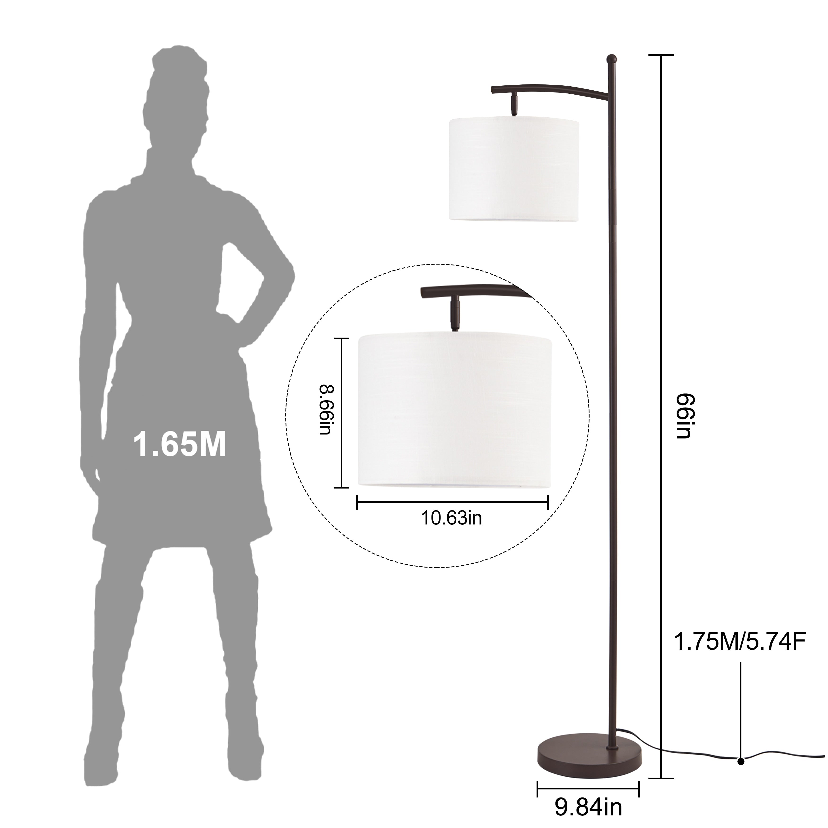 Lampadaire arqué Netin 66 avec télécommande et abat-jour rotatif