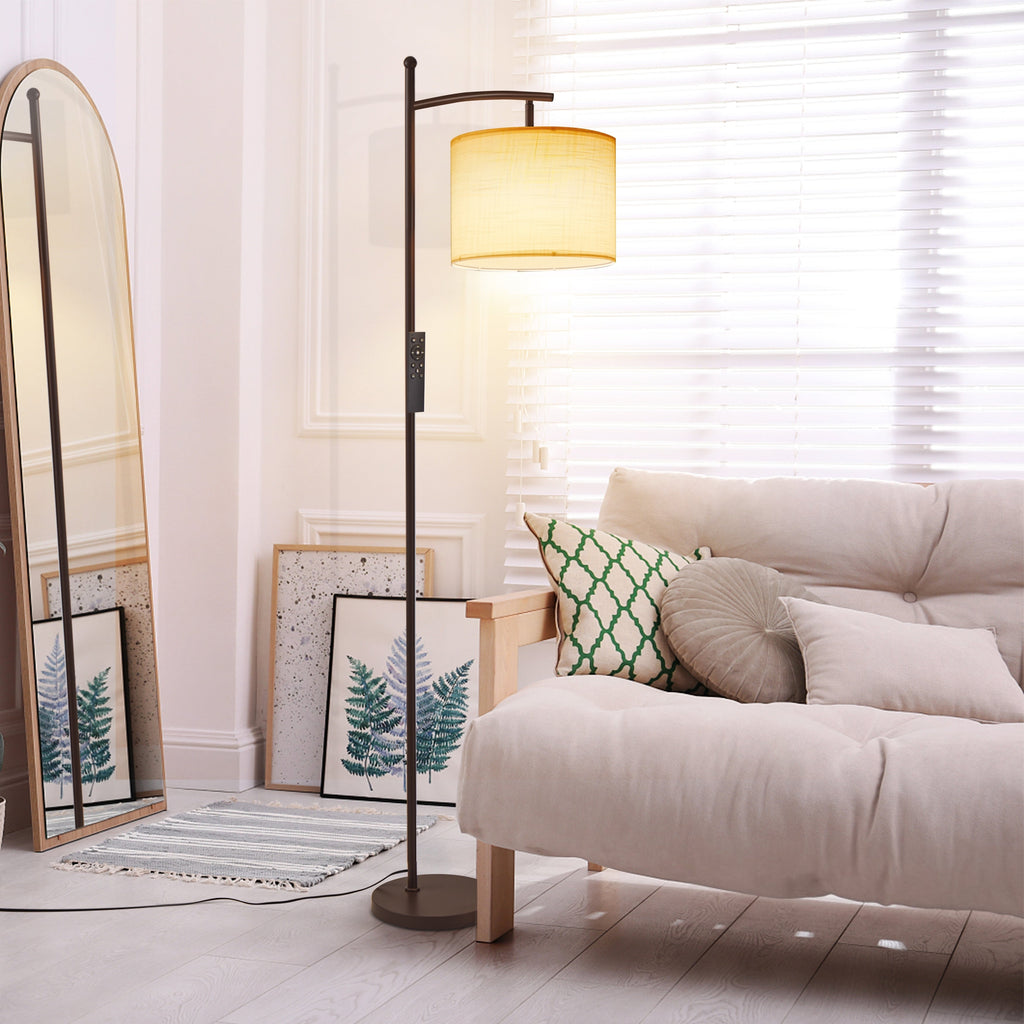 Lampadaire arqué Netin 66 avec télécommande et abat-jour rotatif