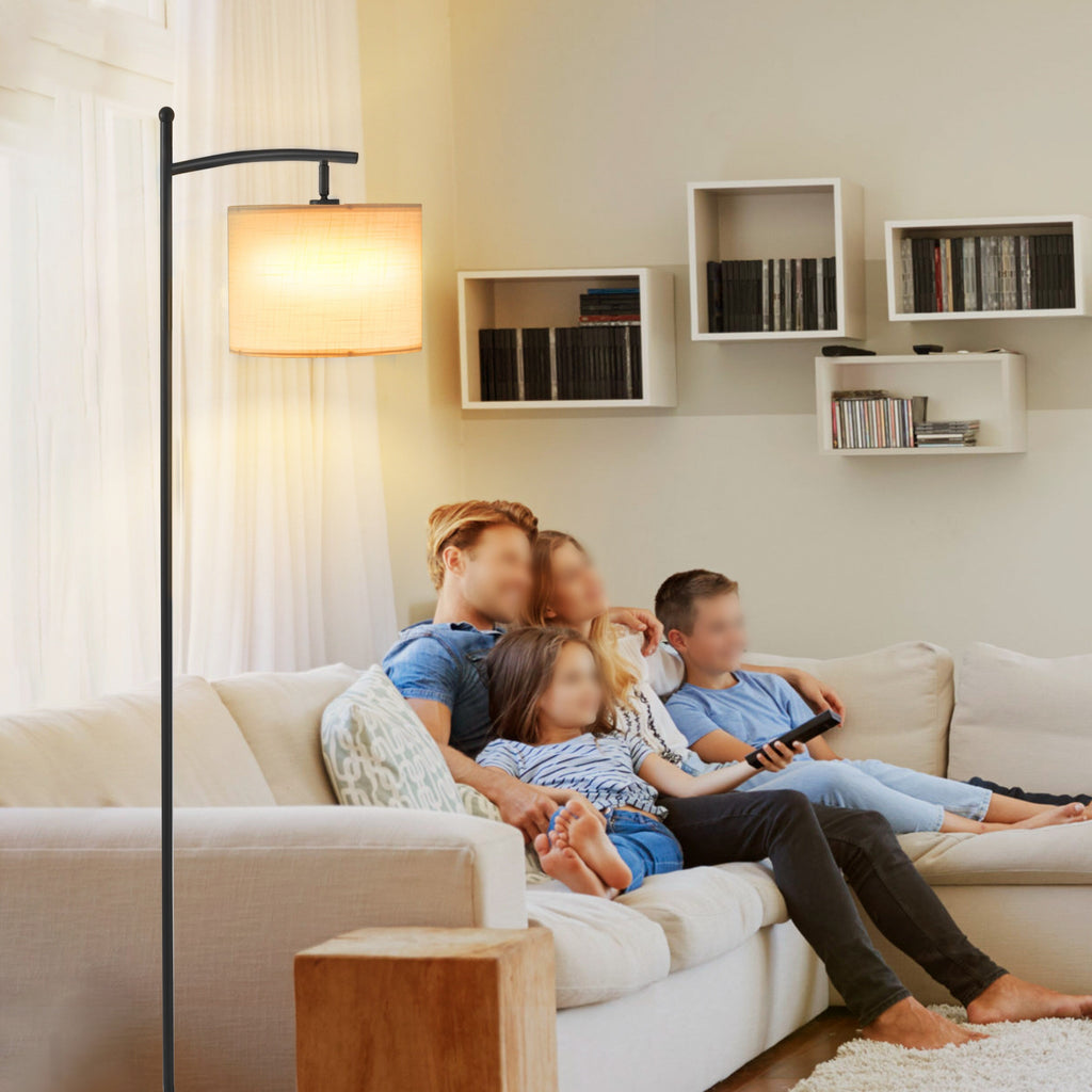 Lampadaire arqué Netin 66 avec télécommande et abat-jour rotatif