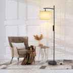 Lampadaire arqué Netin 66 avec télécommande et abat-jour rotatif