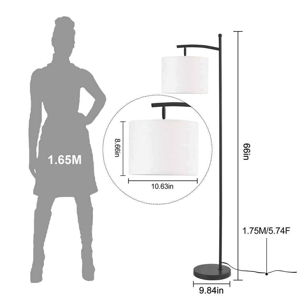 Lampadaire arqué Netin 66 avec télécommande et abat-jour rotatif