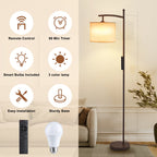 Lampadaire arqué Netin 66 avec télécommande et abat-jour rotatif
