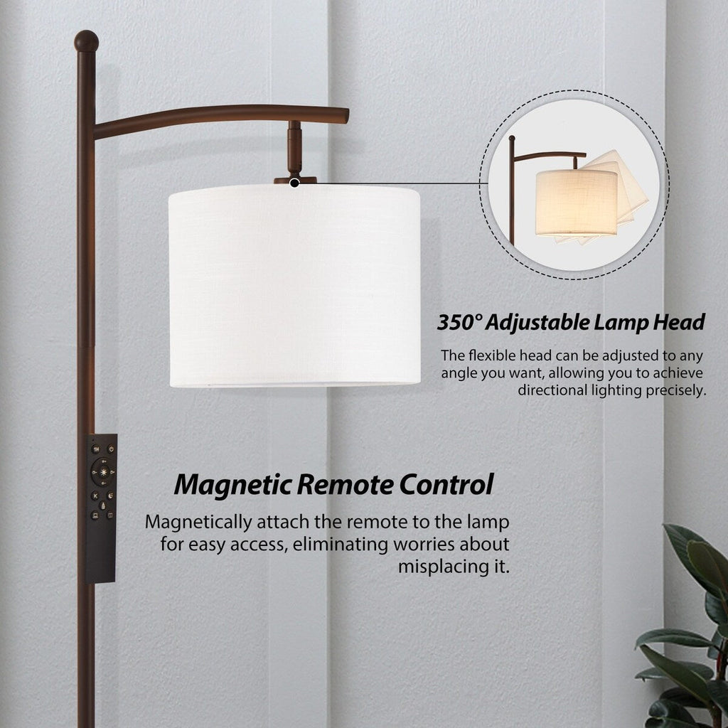 Lampadaire arqué à LED Netin 66 à intensité variable avec télécommande - N/A