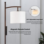 Lampadaire arqué à LED Netin 66 à intensité variable avec télécommande - N/A