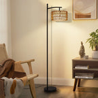 Lampadaire arqué à LED Netin 66 à intensité variable avec télécommande - N/A