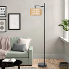 Lampadaire arqué à LED Netin 66 à intensité variable avec télécommande - N/A