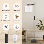 Lampadaire arqué à LED Netin 66 à intensité variable avec télécommande - N/A