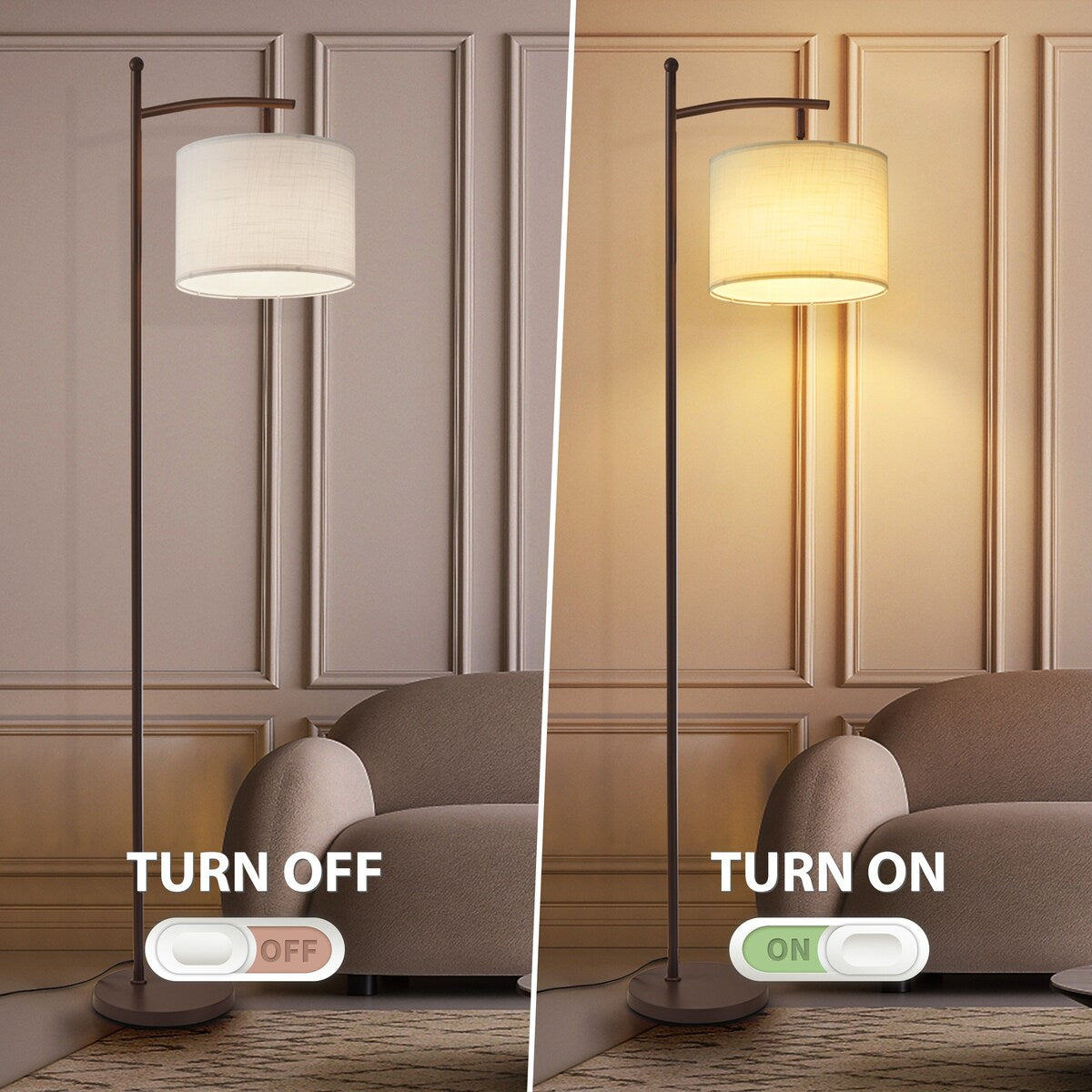 Lampadaire arqué à LED Netin 66 à intensité variable avec télécommande - N/A