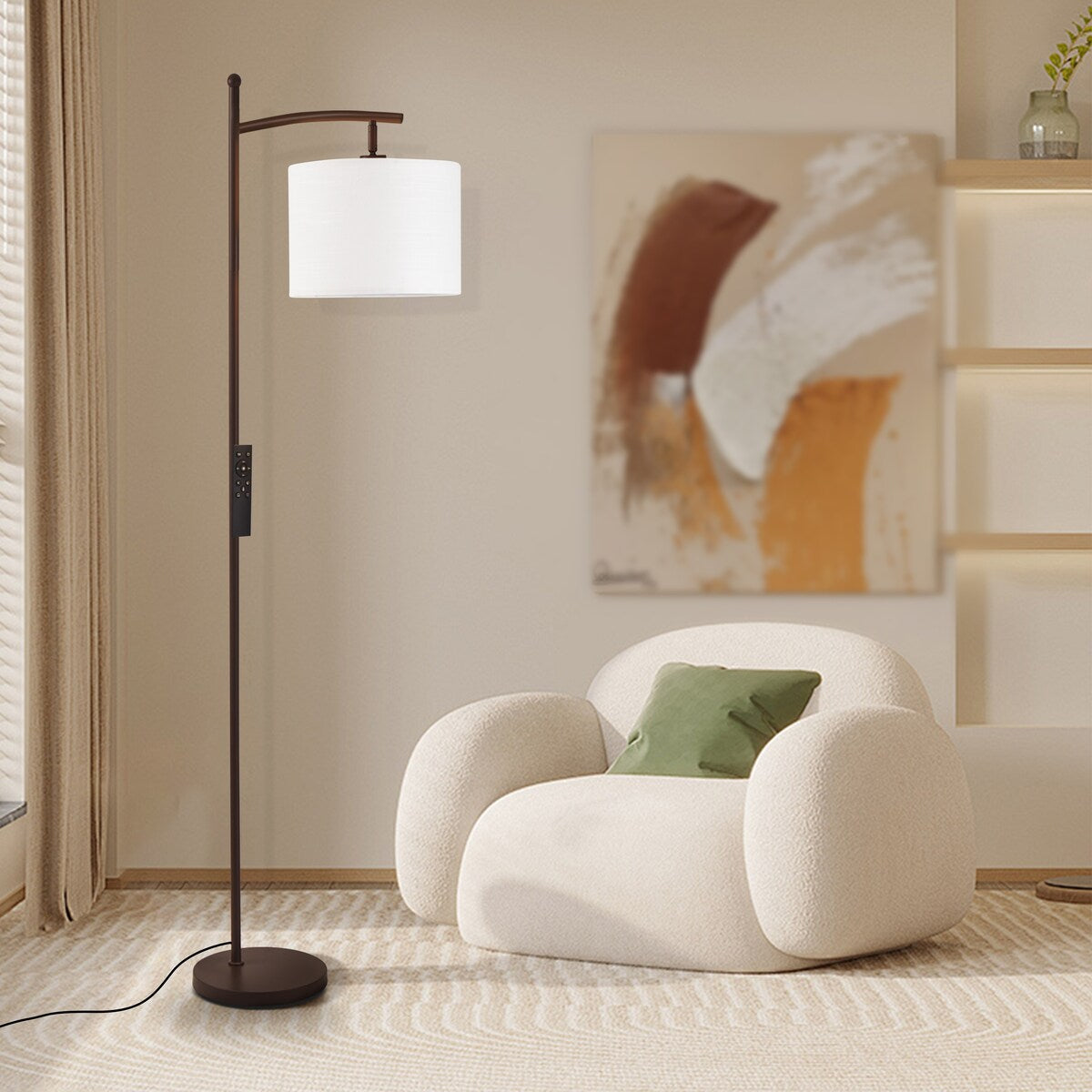 Lampadaire arqué à LED Netin 66 à intensité variable avec télécommande - N/A