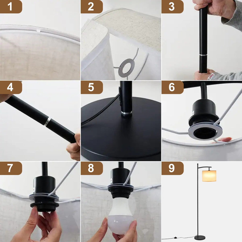 Lampadaire arqué à LED Netin 66 à intensité variable avec télécommande - N/A