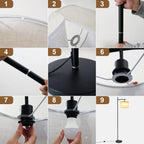 Lampadaire arqué à LED Netin 66 à intensité variable avec télécommande - N/A