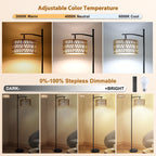 Lampadaire arqué à LED Netin 66 à intensité variable avec télécommande - N/A
