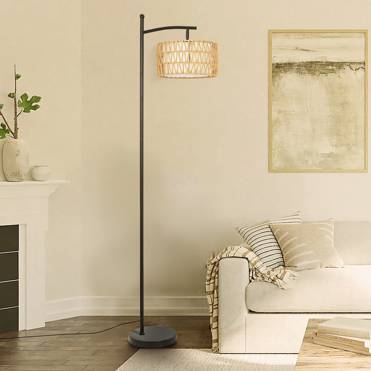 Lampadaire arqué à LED Netin 66 à intensité variable avec télécommande - N/A