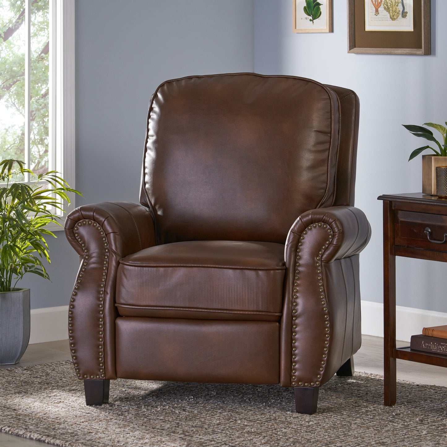 Fauteuil inclinable Neville en PU bicolore par Christopher Knight Home