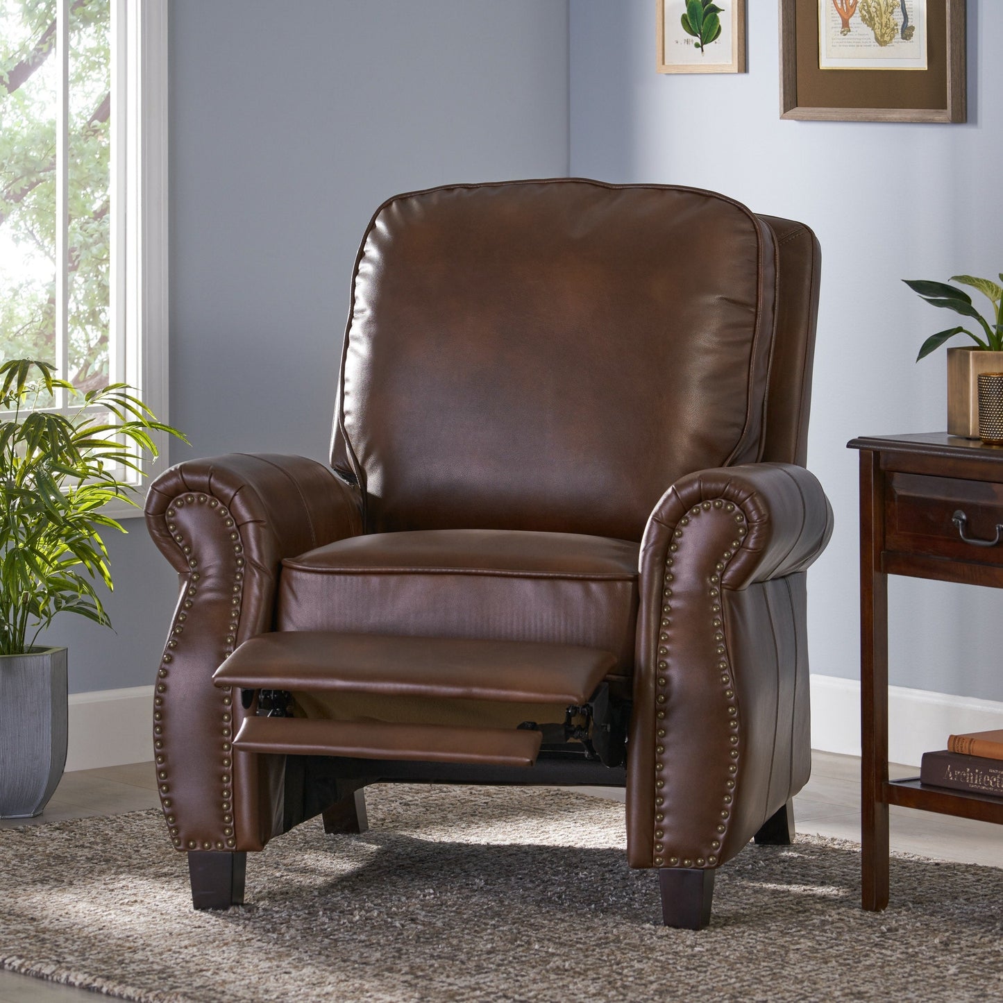 Fauteuil inclinable Neville en PU bicolore par Christopher Knight Home