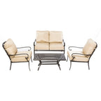 Ensemble de patio Newbury en aluminium moulé 4 pièces avec sièges profonds