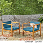 Fauteuils club d'extérieur Newbury en bois d'acacia avec coussins (lot de 2) par Christopher Knight Home