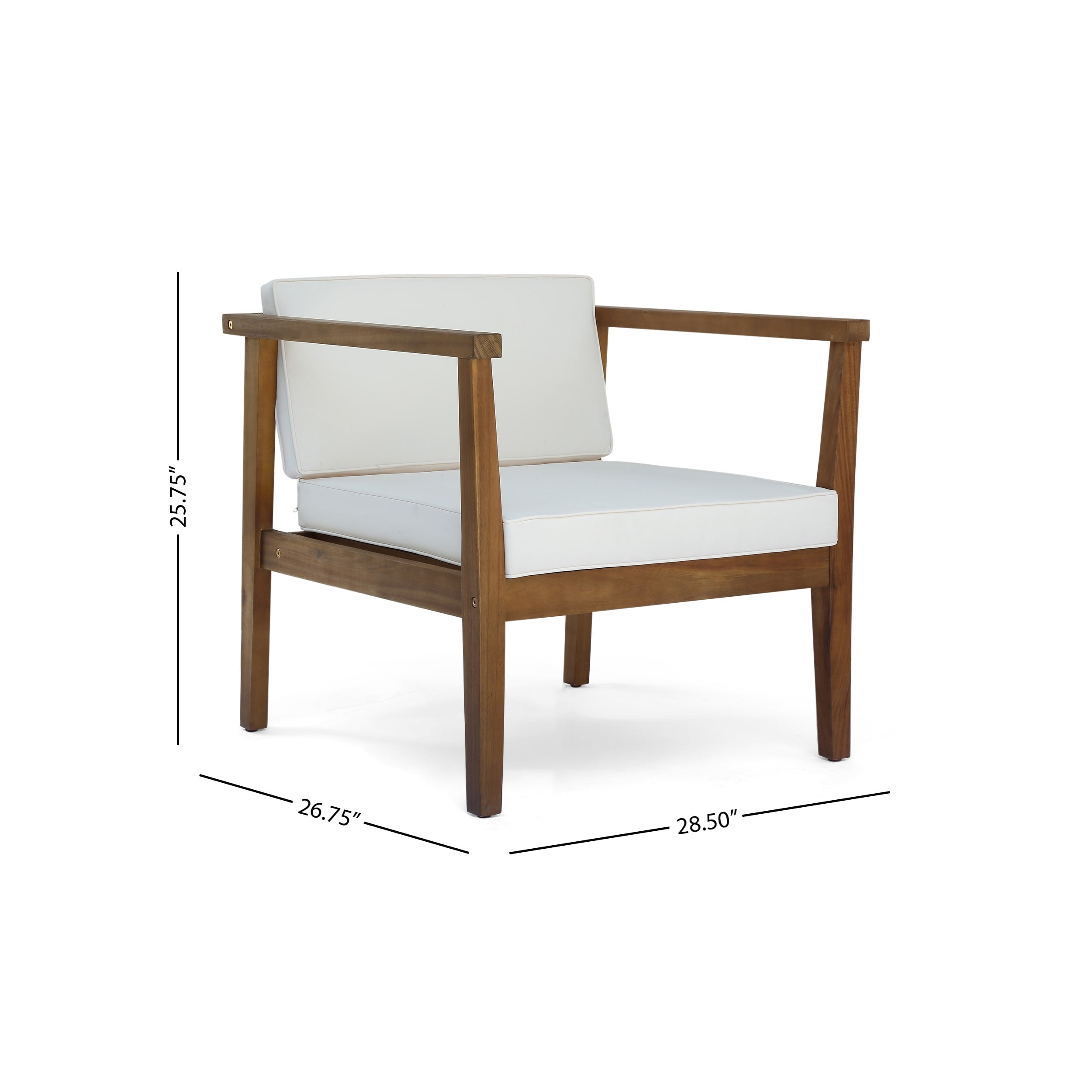 Fauteuils club d'extérieur Newbury en bois d'acacia avec coussins (lot de 2) par Christopher Knight Home