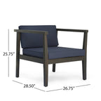 Fauteuils club d'extérieur Newbury en bois d'acacia avec coussins (lot de 2) par Christopher Knight Home