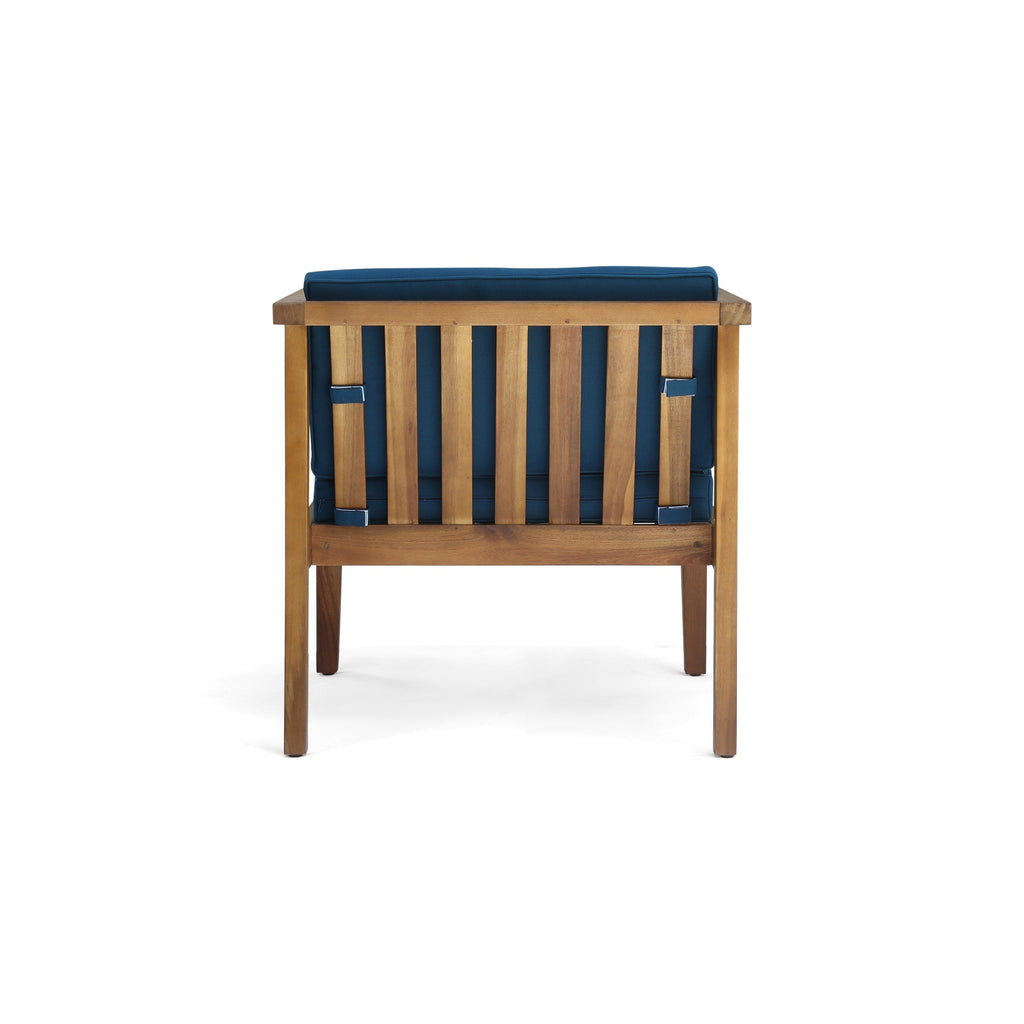 Fauteuils club d'extérieur Newbury en bois d'acacia avec coussins (lot de 2) par Christopher Knight Home