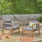 Fauteuils club d'extérieur Newbury en bois d'acacia avec coussins (lot de 2) par Christopher Knight Home