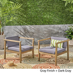 Fauteuils club d'extérieur Newbury en bois d'acacia avec coussins (lot de 2) par Christopher Knight Home