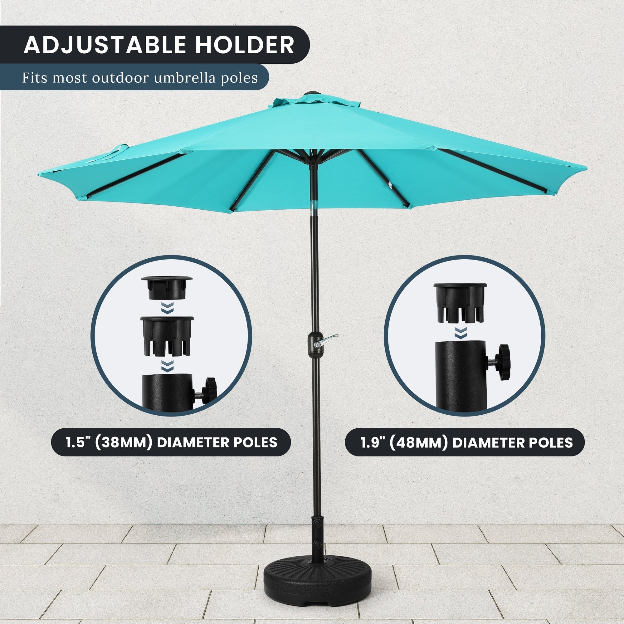 Newport 55-lb Fillable Round Patio Market Umbrella Base Stand - N/A