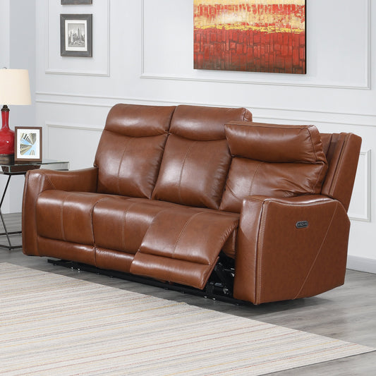 Canapé inclinable Newport Power en cuir pleine fleur Steve Silver