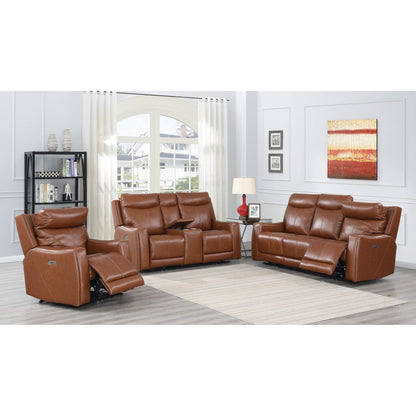 Canapé inclinable Newport Power en cuir pleine fleur Steve Silver