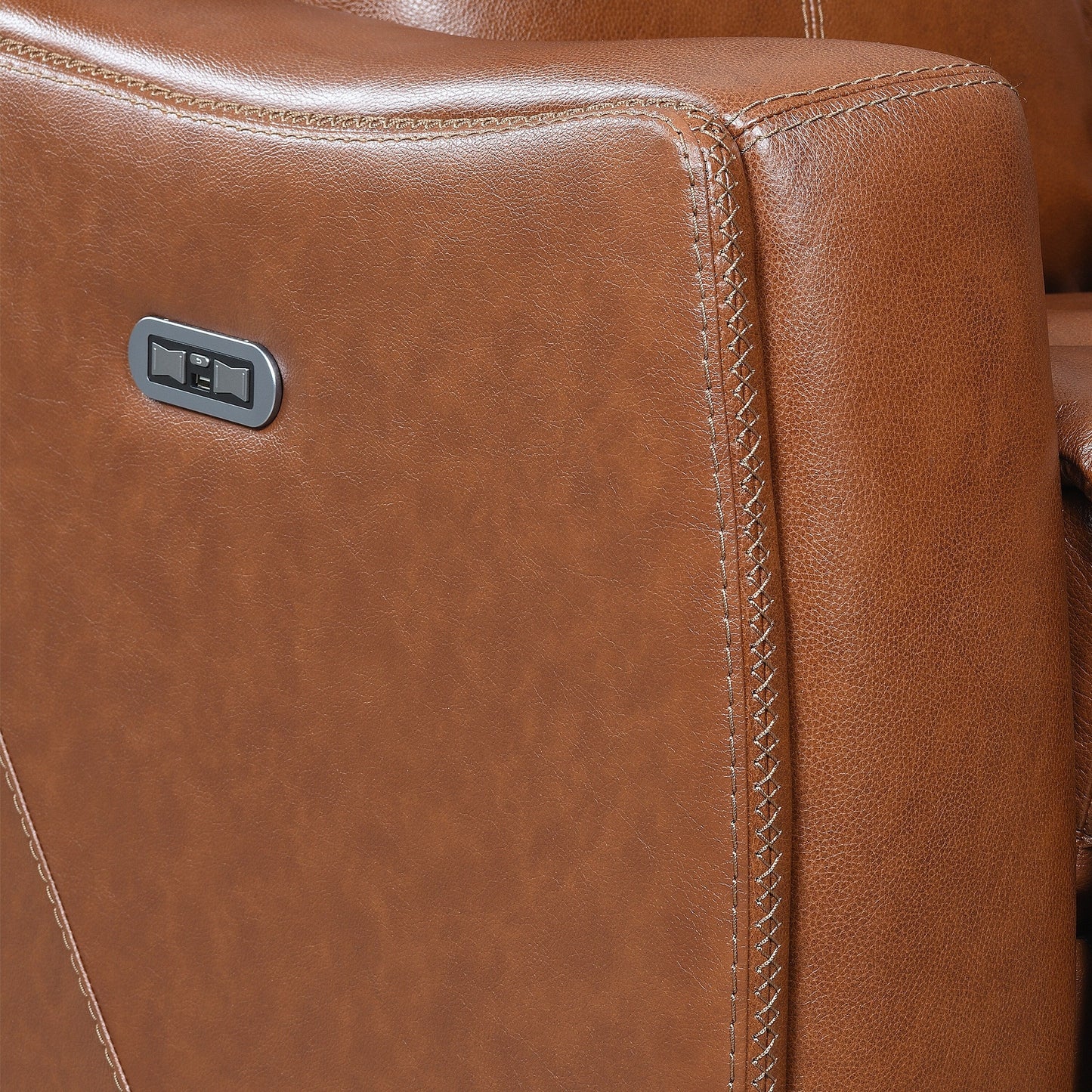 Canapé inclinable Newport Power en cuir pleine fleur Steve Silver