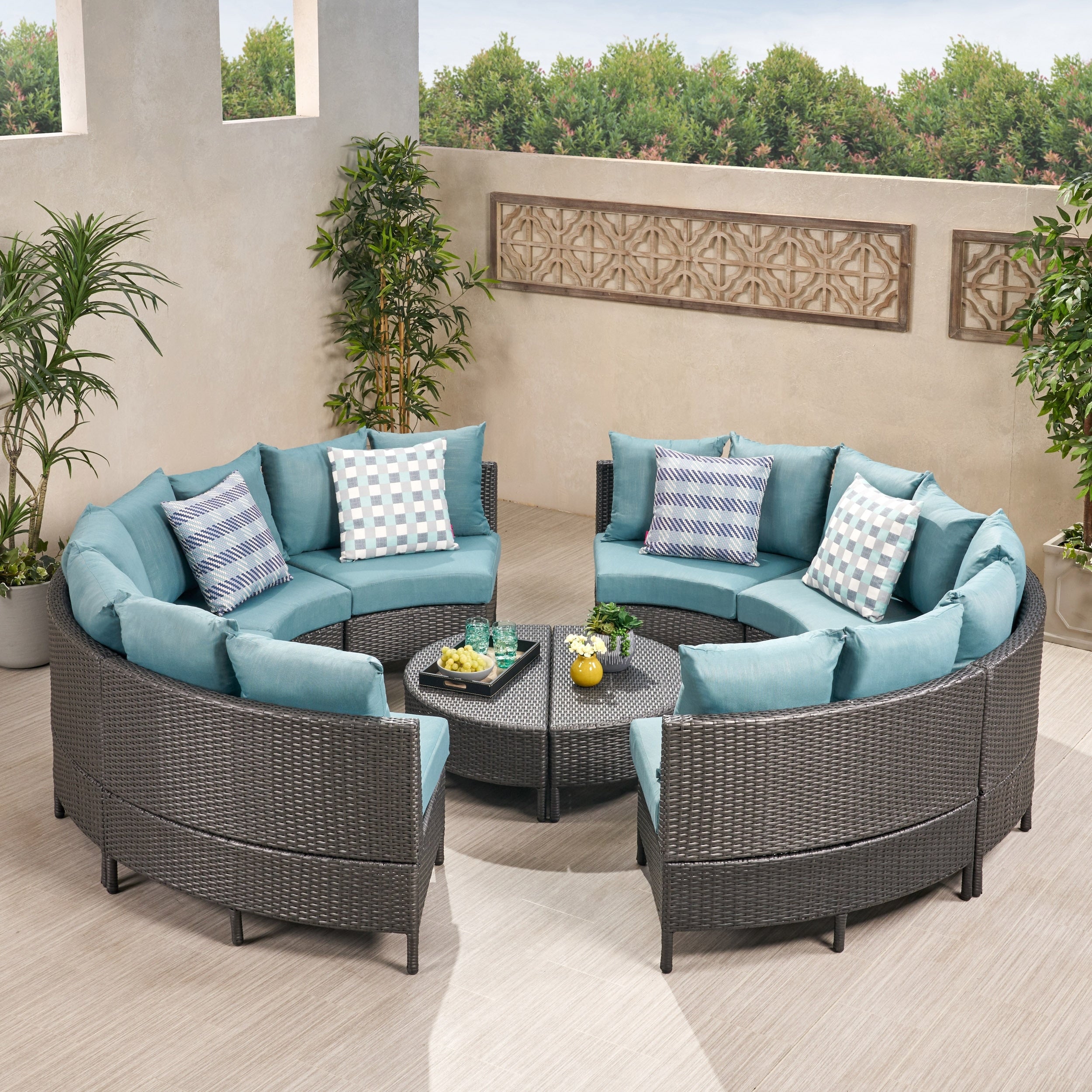 Ensemble de canapés sectionnels Newton en osier toutes saisons par Christopher Knight Home