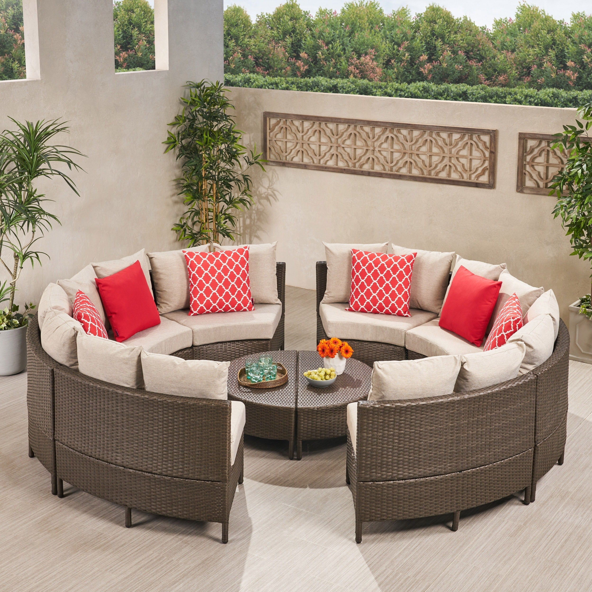 Ensemble de canapés sectionnels Newton en osier toutes saisons par Christopher Knight Home
