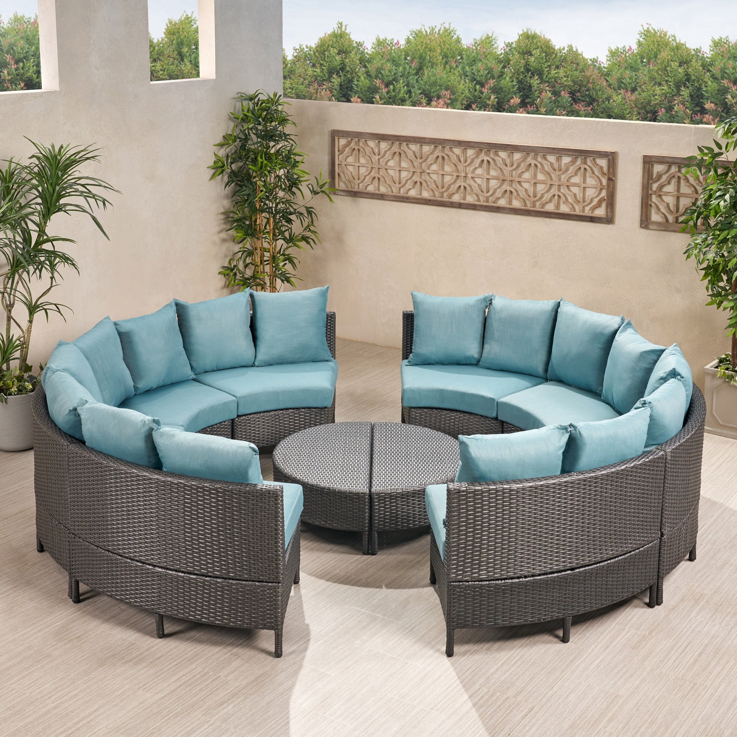 Ensemble de canapés sectionnels Newton en osier toutes saisons par Christopher Knight Home
