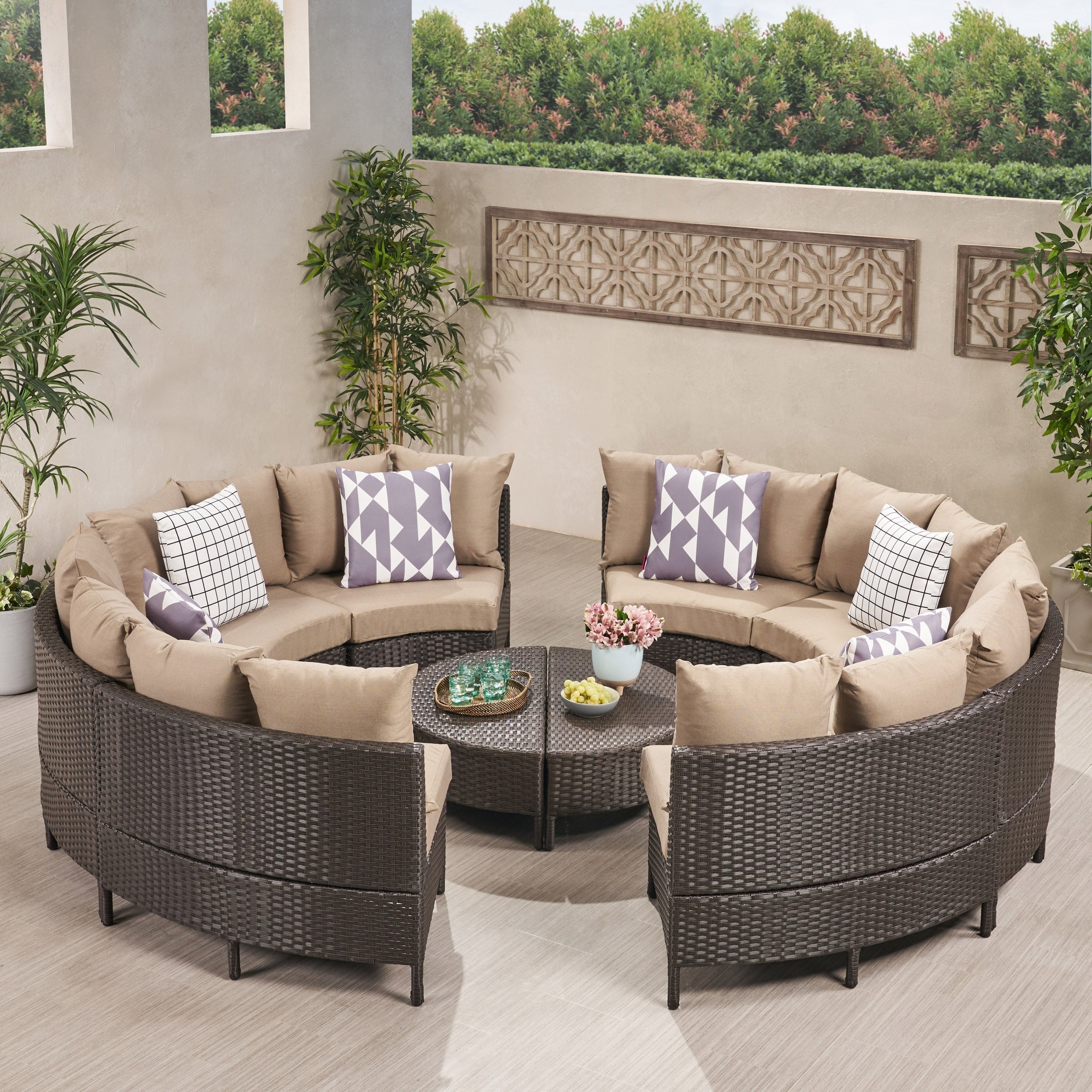 Ensemble de canapés sectionnels Newton en osier toutes saisons par Christopher Knight Home