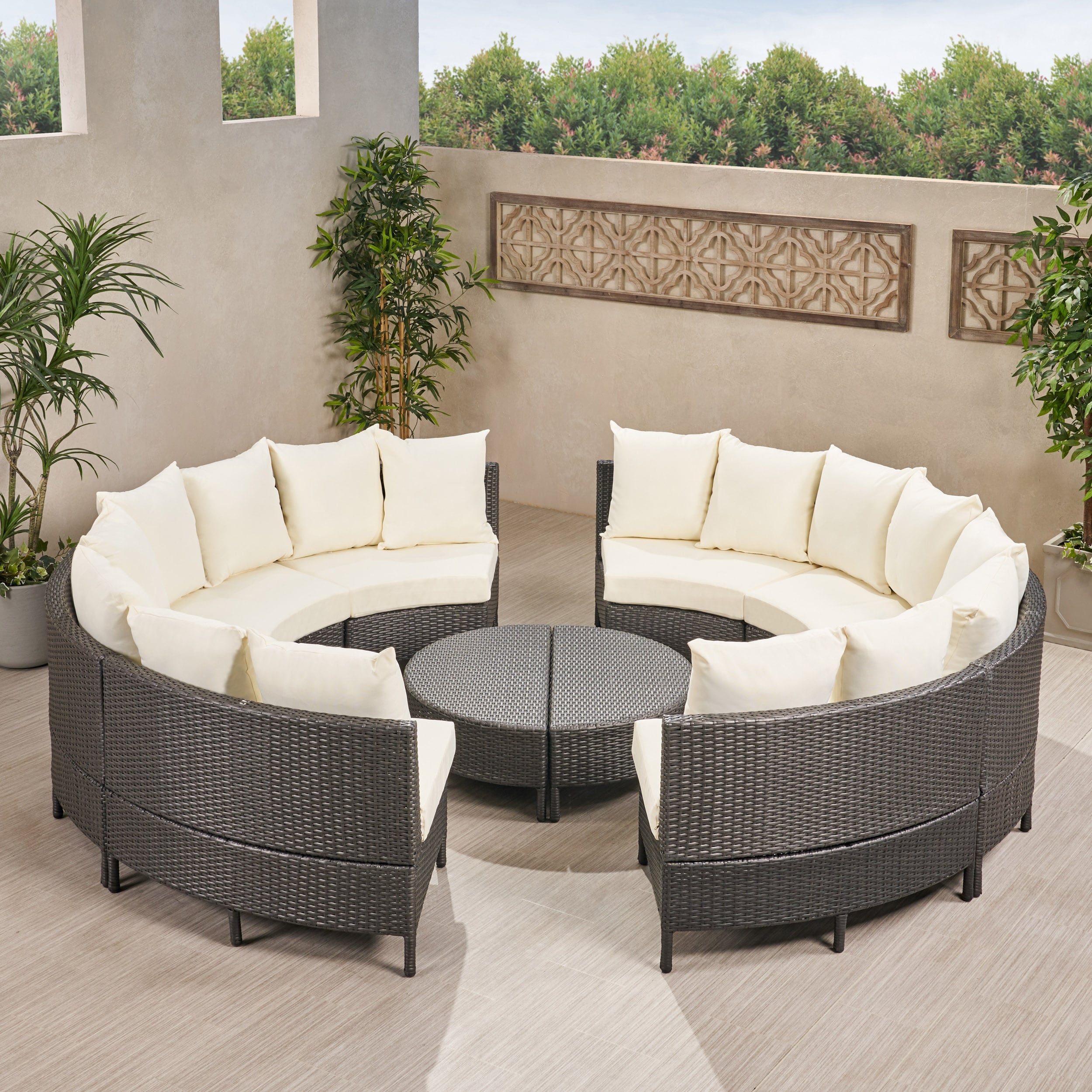 Ensemble de canapés sectionnels Newton en osier toutes saisons par Christopher Knight Home