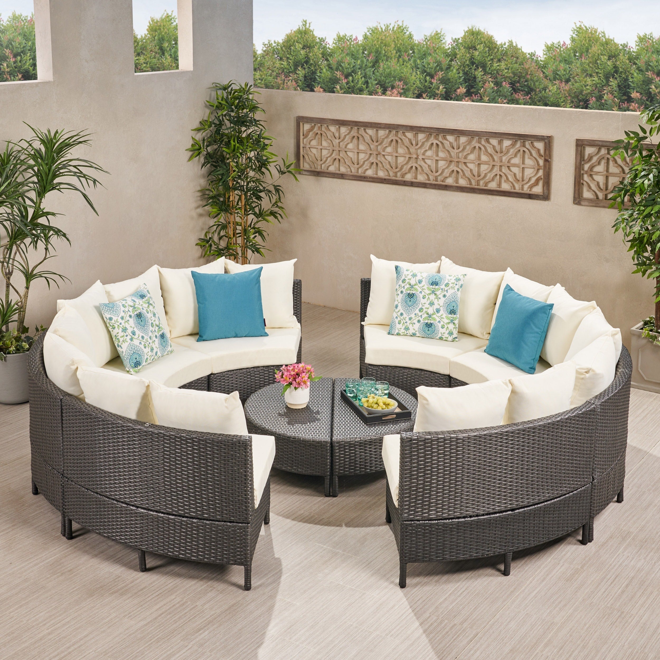 Ensemble de canapés sectionnels Newton en osier toutes saisons par Christopher Knight Home