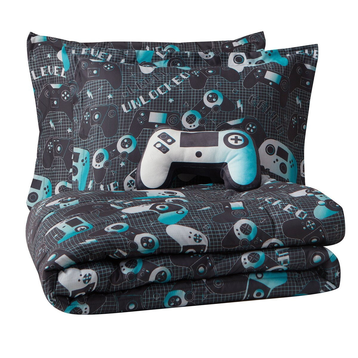 Parure de lit en microfibre gris foncé/bleu Next Level ALEX + BELLA