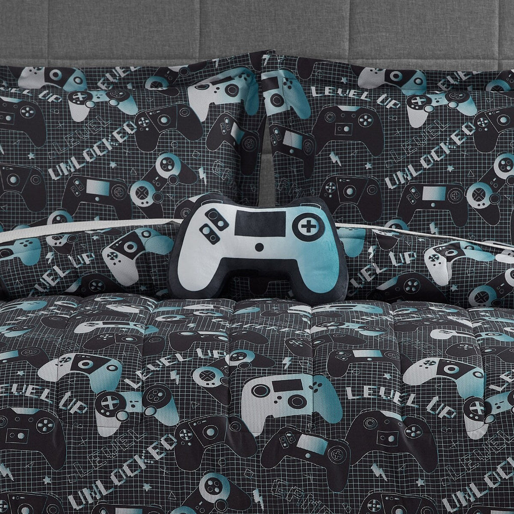 Parure de lit en microfibre gris foncé/bleu Next Level ALEX + BELLA