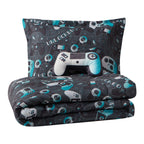 Parure de lit en microfibre gris foncé/bleu Next Level ALEX + BELLA