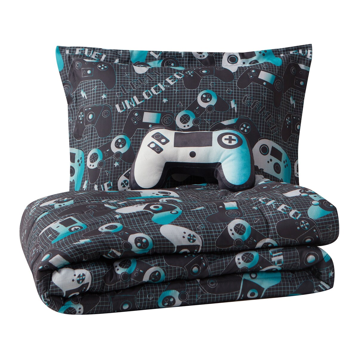Parure de lit en microfibre gris foncé/bleu Next Level ALEX + BELLA
