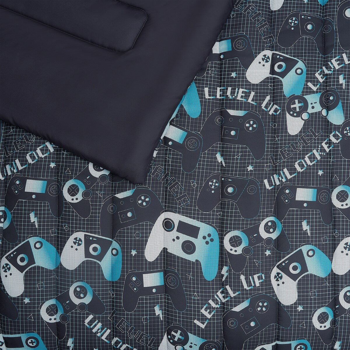 Parure de lit en microfibre gris foncé/bleu Next Level ALEX + BELLA