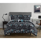 Parure de lit en microfibre gris foncé/bleu Next Level ALEX + BELLA