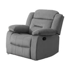 Fauteuil inclinable manuel Niko, velours gris clair capitonné doux, bois massif