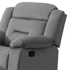 Fauteuil inclinable manuel Niko, velours gris clair capitonné doux, bois massif